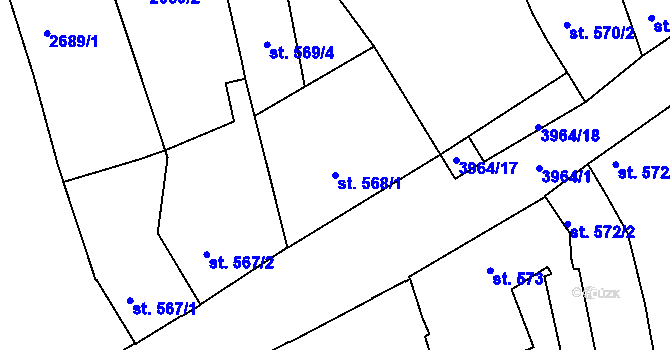 Parcela st. 568/1 v KÚ Lipník nad Bečvou, Katastrální mapa