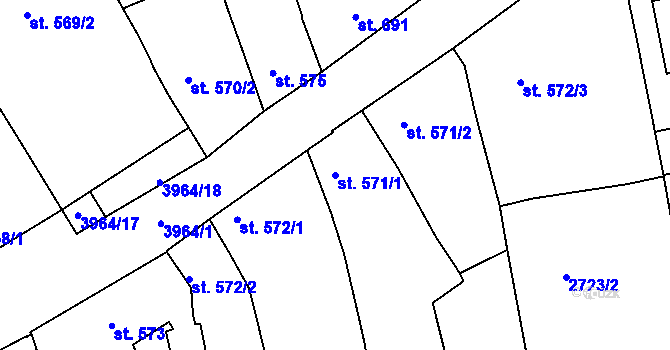 Parcela st. 571/1 v KÚ Lipník nad Bečvou, Katastrální mapa