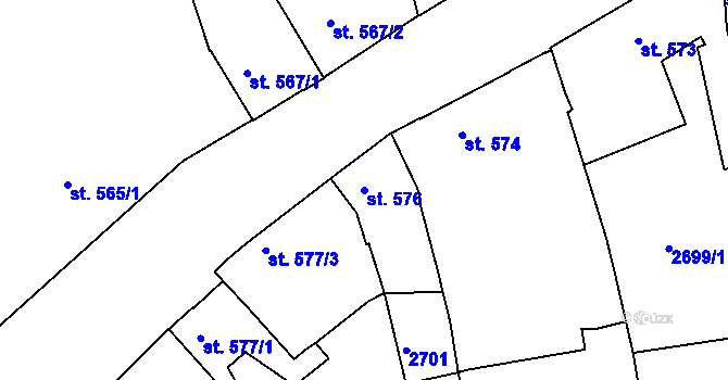 Parcela st. 576 v KÚ Lipník nad Bečvou, Katastrální mapa