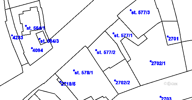 Parcela st. 577/2 v KÚ Lipník nad Bečvou, Katastrální mapa
