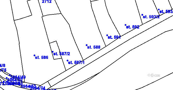 Parcela st. 588 v KÚ Lipník nad Bečvou, Katastrální mapa