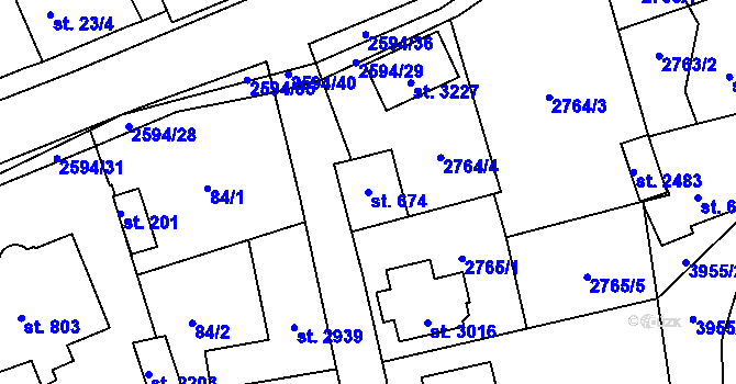 Parcela st. 674 v KÚ Lipník nad Bečvou, Katastrální mapa