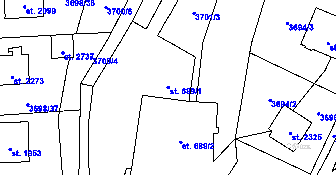 Parcela st. 689/1 v KÚ Lipník nad Bečvou, Katastrální mapa