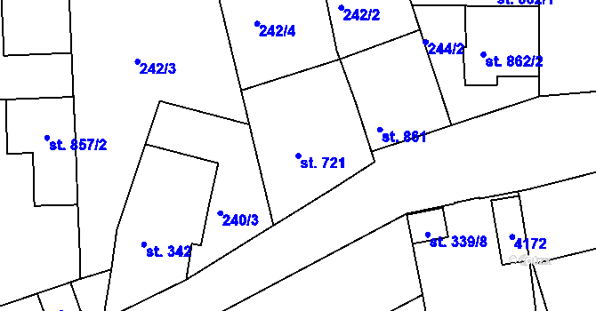 Parcela st. 721 v KÚ Lipník nad Bečvou, Katastrální mapa