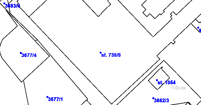 Parcela st. 735/5 v KÚ Lipník nad Bečvou, Katastrální mapa