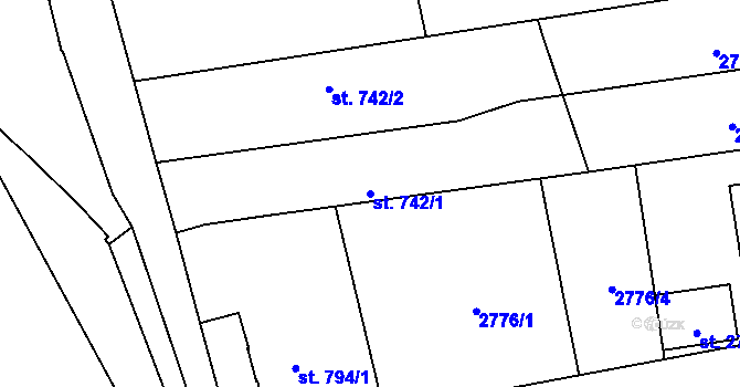 Parcela st. 742/1 v KÚ Lipník nad Bečvou, Katastrální mapa