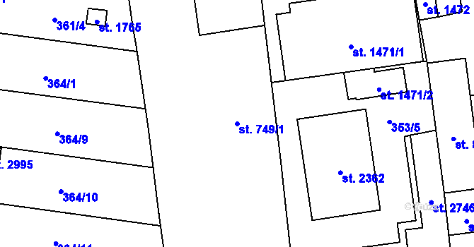 Parcela st. 749/1 v KÚ Lipník nad Bečvou, Katastrální mapa