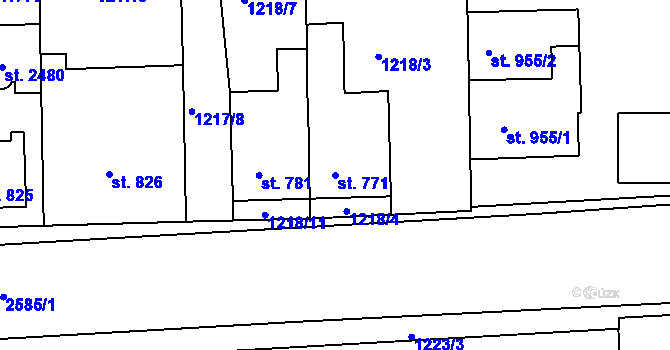 Parcela st. 771 v KÚ Lipník nad Bečvou, Katastrální mapa