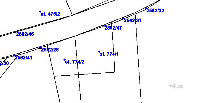 Parcela st. 774/1 v KÚ Lipník nad Bečvou, Katastrální mapa