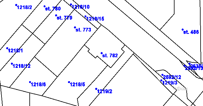 Parcela st. 782 v KÚ Lipník nad Bečvou, Katastrální mapa