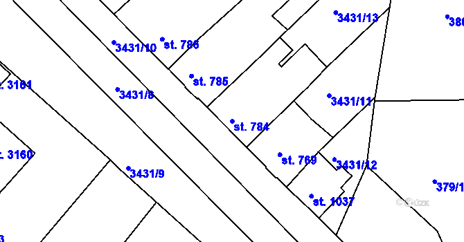 Parcela st. 784 v KÚ Lipník nad Bečvou, Katastrální mapa