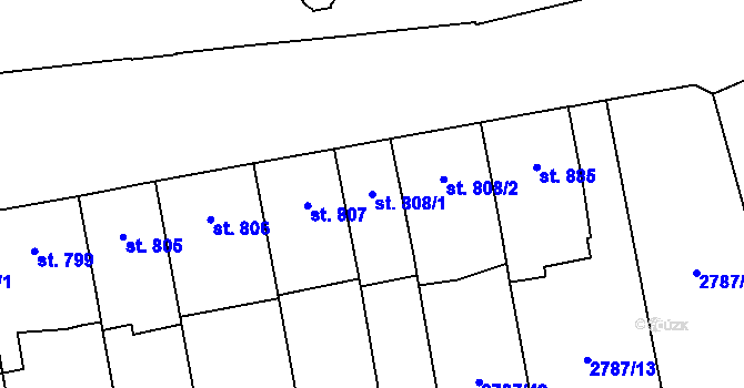 Parcela st. 808/1 v KÚ Lipník nad Bečvou, Katastrální mapa