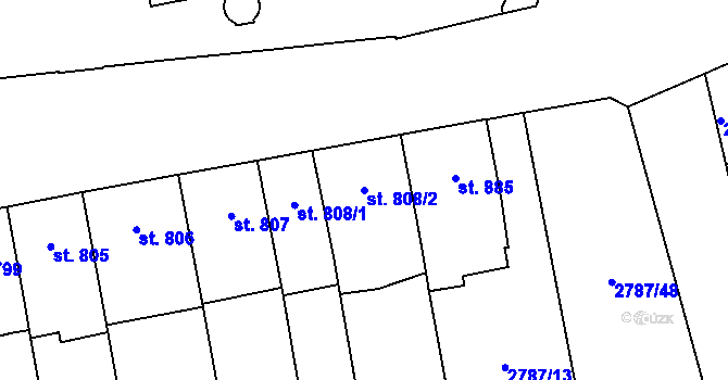 Parcela st. 808/2 v KÚ Lipník nad Bečvou, Katastrální mapa
