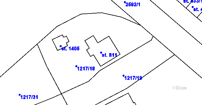 Parcela st. 811 v KÚ Lipník nad Bečvou, Katastrální mapa