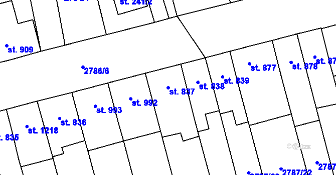 Parcela st. 837 v KÚ Lipník nad Bečvou, Katastrální mapa