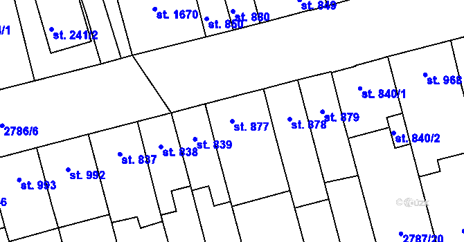 Parcela st. 877 v KÚ Lipník nad Bečvou, Katastrální mapa