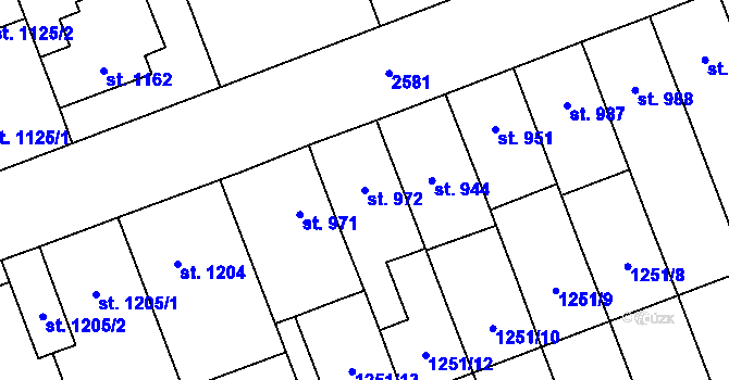 Parcela st. 972 v KÚ Lipník nad Bečvou, Katastrální mapa
