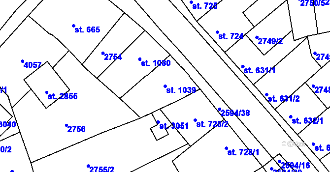 Parcela st. 1039 v KÚ Lipník nad Bečvou, Katastrální mapa
