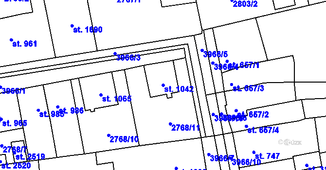 Parcela st. 1042 v KÚ Lipník nad Bečvou, Katastrální mapa