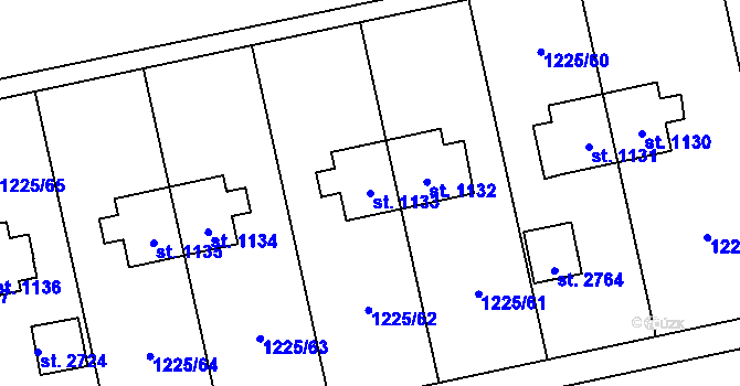 Parcela st. 1133 v KÚ Lipník nad Bečvou, Katastrální mapa
