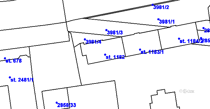 Parcela st. 1182 v KÚ Lipník nad Bečvou, Katastrální mapa