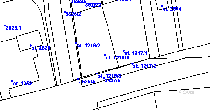 Parcela st. 1216/1 v KÚ Lipník nad Bečvou, Katastrální mapa