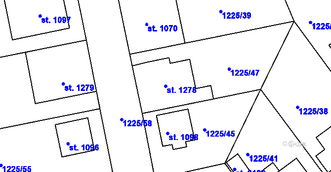 Parcela st. 1278 v KÚ Lipník nad Bečvou, Katastrální mapa