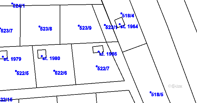 Parcela st. 1986 v KÚ Lipník nad Bečvou, Katastrální mapa
