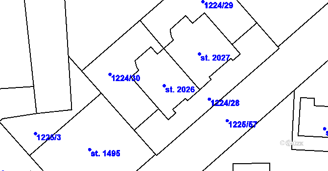 Parcela st. 2026 v KÚ Lipník nad Bečvou, Katastrální mapa