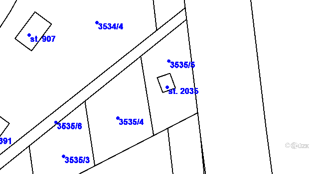 Parcela st. 2035 v KÚ Lipník nad Bečvou, Katastrální mapa