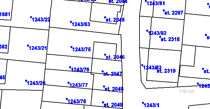 Parcela st. 2046 v KÚ Lipník nad Bečvou, Katastrální mapa