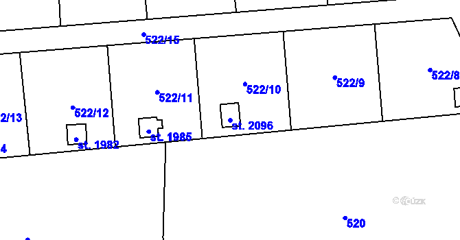 Parcela st. 2096 v KÚ Lipník nad Bečvou, Katastrální mapa
