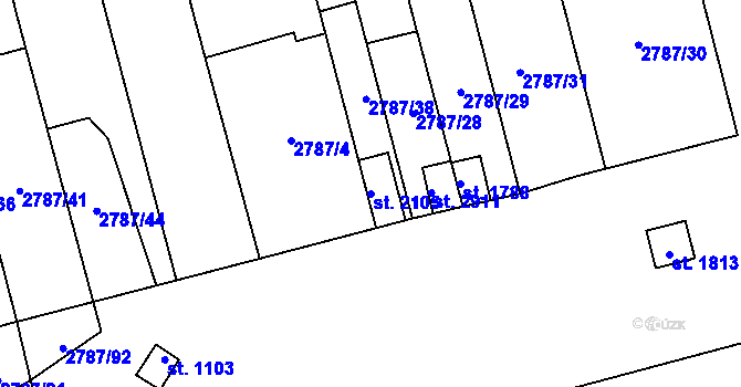 Parcela st. 2105 v KÚ Lipník nad Bečvou, Katastrální mapa