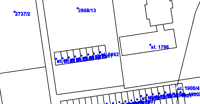 Parcela st. 2162 v KÚ Lipník nad Bečvou, Katastrální mapa