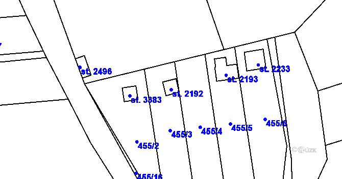 Parcela st. 2192 v KÚ Lipník nad Bečvou, Katastrální mapa