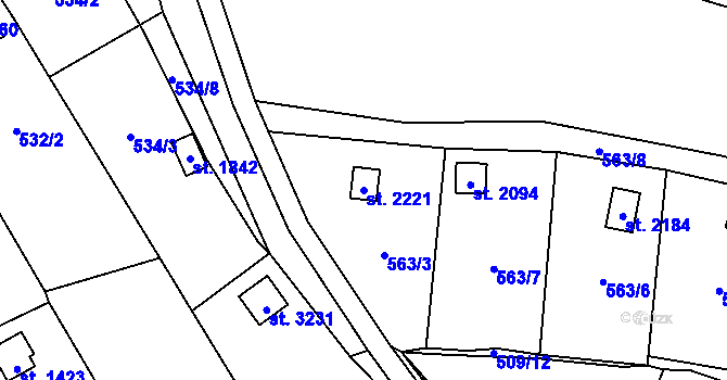 Parcela st. 2221 v KÚ Lipník nad Bečvou, Katastrální mapa