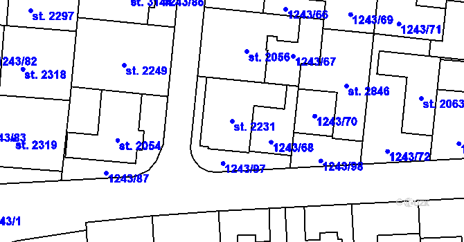Parcela st. 2231 v KÚ Lipník nad Bečvou, Katastrální mapa