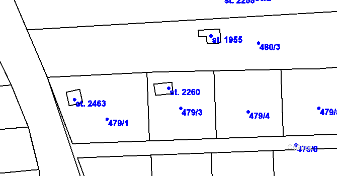 Parcela st. 2260 v KÚ Lipník nad Bečvou, Katastrální mapa