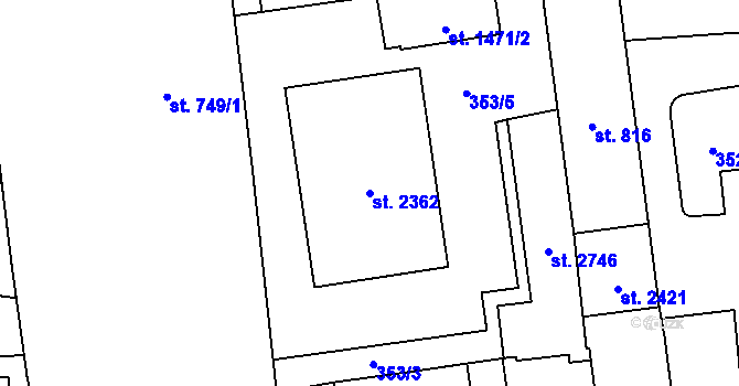 Parcela st. 2362 v KÚ Lipník nad Bečvou, Katastrální mapa