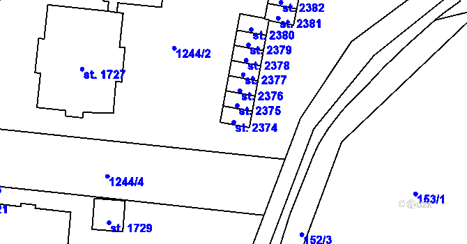 Parcela st. 2374 v KÚ Lipník nad Bečvou, Katastrální mapa