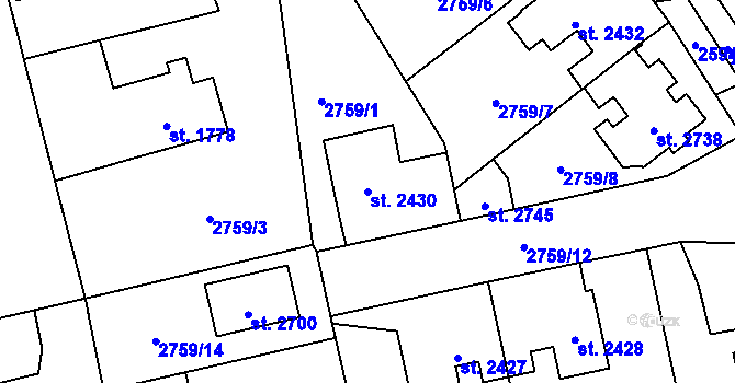 Parcela st. 2430 v KÚ Lipník nad Bečvou, Katastrální mapa