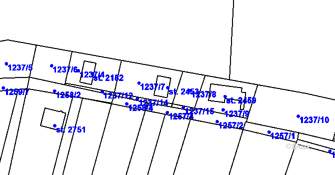 Parcela st. 2453 v KÚ Lipník nad Bečvou, Katastrální mapa