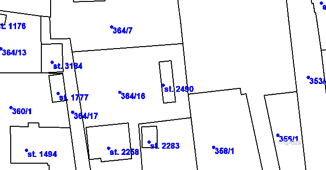 Parcela st. 2490 v KÚ Lipník nad Bečvou, Katastrální mapa