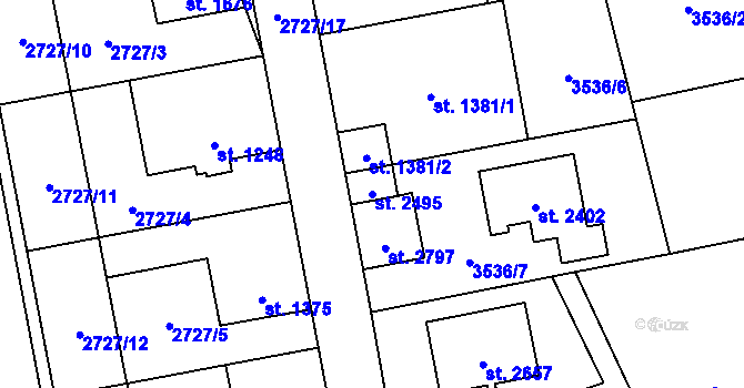 Parcela st. 2495 v KÚ Lipník nad Bečvou, Katastrální mapa