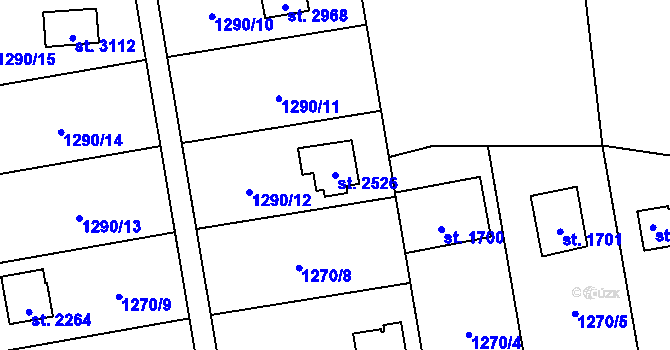 Parcela st. 2526 v KÚ Lipník nad Bečvou, Katastrální mapa