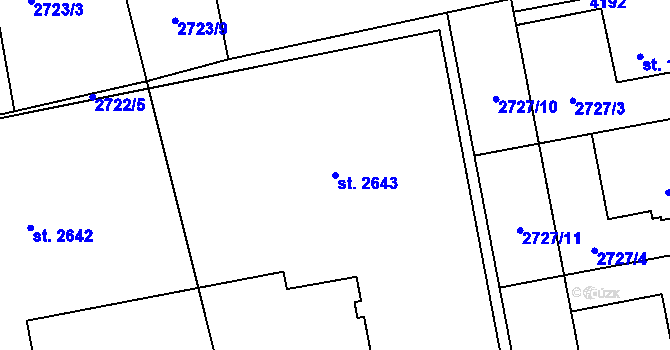 Parcela st. 2643 v KÚ Lipník nad Bečvou, Katastrální mapa