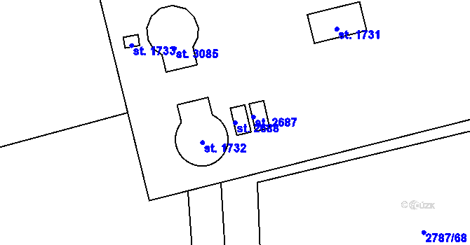 Parcela st. 2688 v KÚ Lipník nad Bečvou, Katastrální mapa