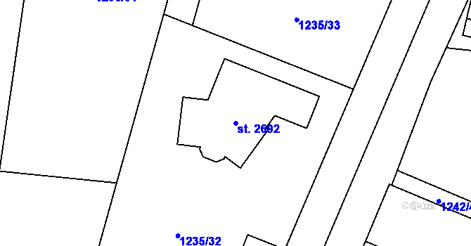 Parcela st. 2692 v KÚ Lipník nad Bečvou, Katastrální mapa