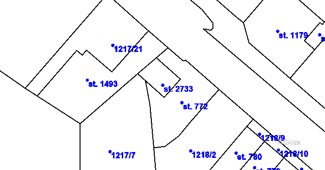 Parcela st. 2733 v KÚ Lipník nad Bečvou, Katastrální mapa