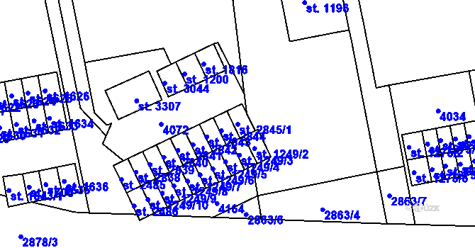 Parcela st. 2845/1 v KÚ Lipník nad Bečvou, Katastrální mapa
